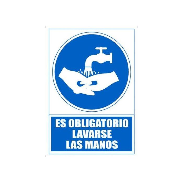 Archivo 2000 Señal "Obligatorio Lavarse Las Manos" 210x297 Pvc Azul Y Blanco