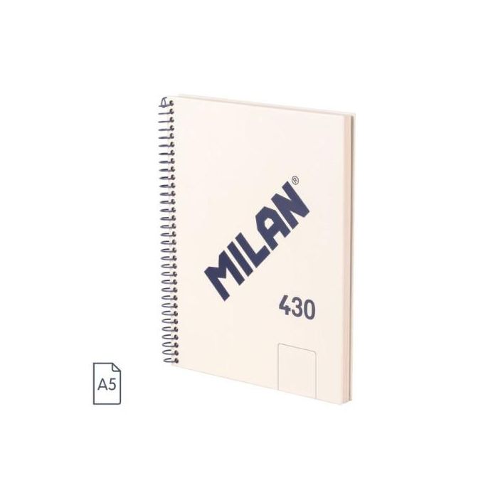 Cuaderno A5 con Espiral y Tapa Dura, 80 Hojas Blancas de 95 Gr/M, Colección 430 Since 1918, Beige Milan 57151E80BG 2