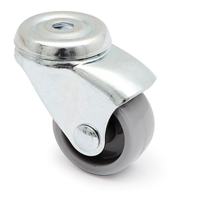 Q&Q Rueda Giratoria Ø30mm con Aro Plástico Gris y Taladro Pasante Zincado