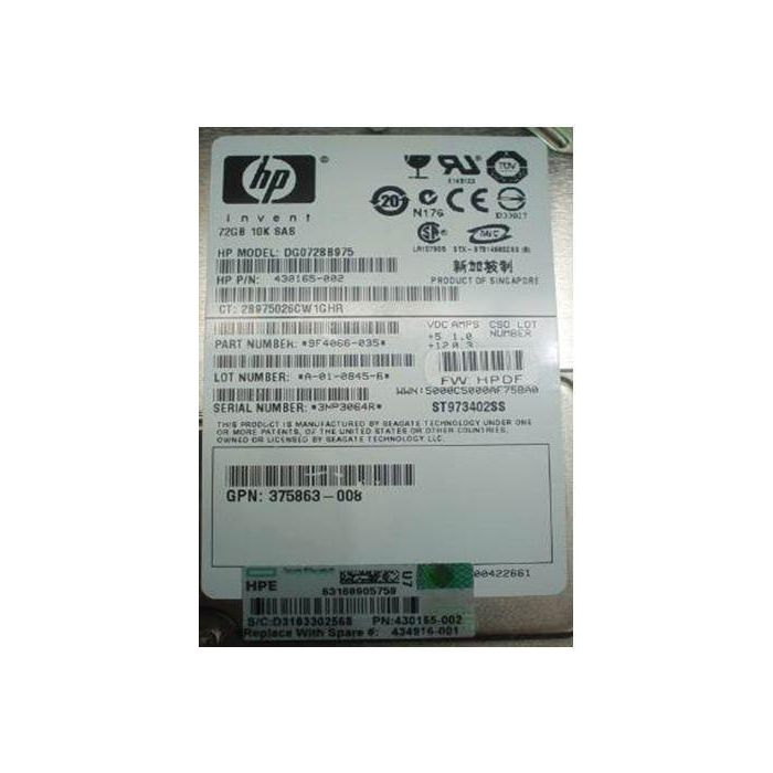 Hewlett Packard Enterprise HDD 72 GB 10k SAS 1 Hewlett Packard Enterprise HDD 72 GB 10k SAS 1
