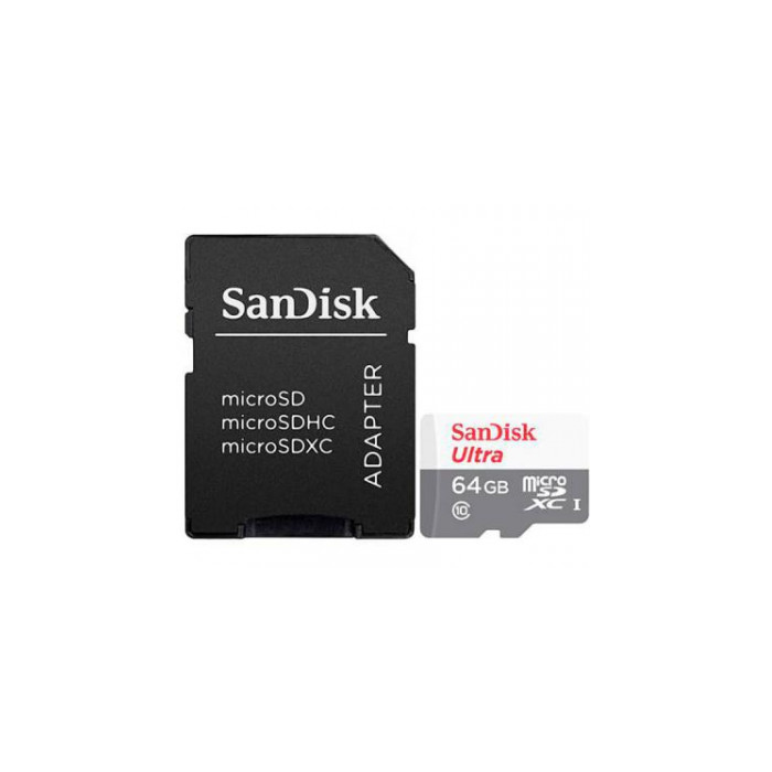 Tarjeta de Memoria SanDisk Ultra 64GB microSD XC con Adaptador/ Clase 10/ 100MB/s