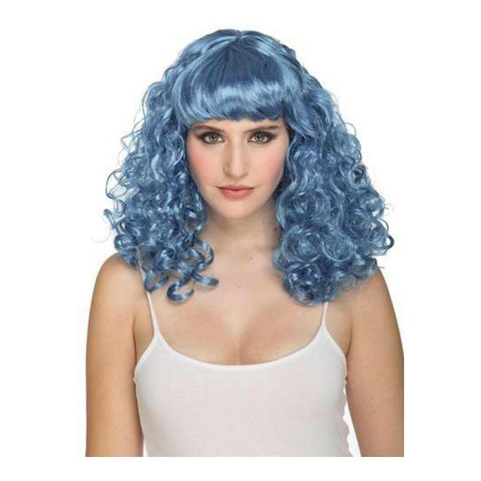 Peluca rizada azul con flequillo 165 g 1