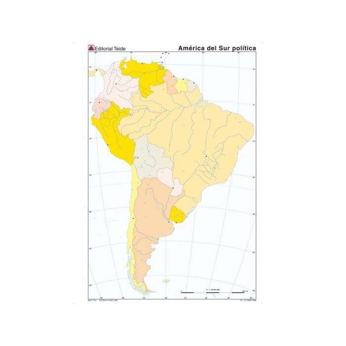 Mapa Mudo Color Din A4 America Del Sur Politico 100 unidades 1