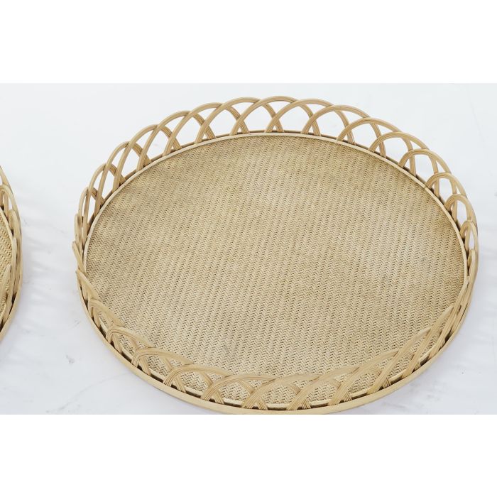 DKD Home Decor Centro Mesa Balines Bambú Marrón 58x58x9 cm, Set de 3 piezas 1
