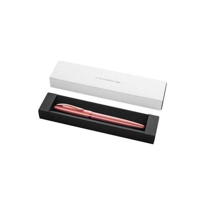 Pelikan Pluma Estilográfica Jazz Noble Elegance Plumín M Rosa Cuerpo Satinado con Tinta Azul y Estuche de Regalo