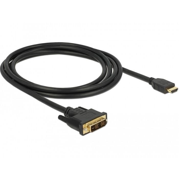 DeLOCK 85584 Cable DVI 18+1 macho a HDMI-A macho 2m negro, chapado en oro, resolución máxima 1920x1200