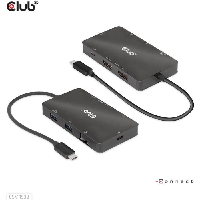 Club3D CSV-1598 Hub USB-C 7 en 1: 2xDisplayPort 4K60Hz, 2xUSB, 2xUSB-C, LAN Gigabit Ethernet, PD 100W 6 Club3D CSV-1598 Hub USB-C 7 en 1: 2xDisplayPort 4K60Hz, 2xUSB, 2xUSB-C, LAN Gigabit Ethernet, PD 100W 6