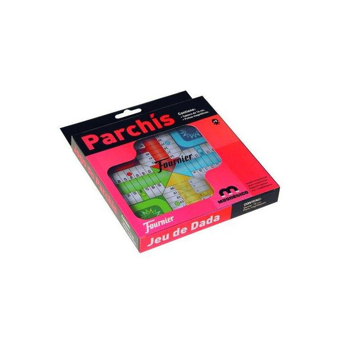 Fournier Parchís magnético de viaje 20x16 cm con tablero, 4 cubiletes, 4 dados y 16 fichas