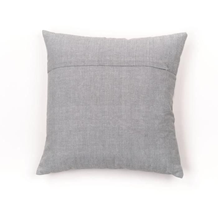 Today TOD1700240999416 Cojín HOY CHARME Textura Slub y Chambray con Pompones Capucune 40x40 cm 3