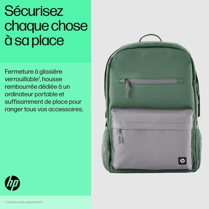 HP Mochila Campus Verde, Extra Segura con Cremallera Bloqueable y Bolsillo Acolchado para Portátil, Materiales Resistentes a la Lluvia 10 HP Mochila Campus Verde, Extra Segura con Cremallera Bloqueable y Bolsillo Acolchado para Portátil, Materiales Resistentes a la Lluvia 10