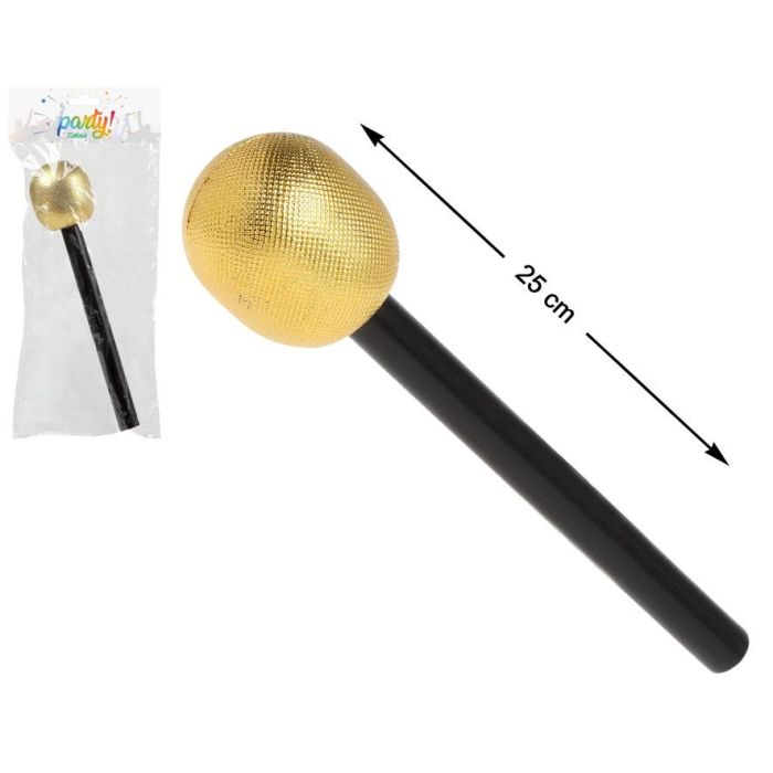 Micrófono Dorado De Juguete 25cm Para Disfraz Cantante Estrella Pop Carnaval