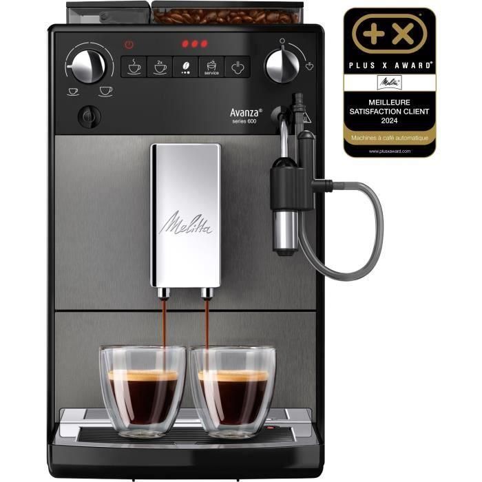 Cafetera - MELITTA - Avanza F270-100 - Depósito de agua de 1,5 L - Depósito de granos de 250 g - 1450 W - Gris titanio