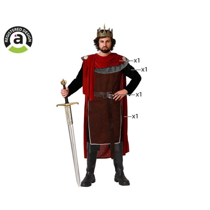 Disfraz Rey Medieval Rojo Con Capa para Hombre Adulto Tallas XS-S 0 Disfraz Rey Medieval Rojo Con Capa para Hombre Adulto Tallas XS-S 0