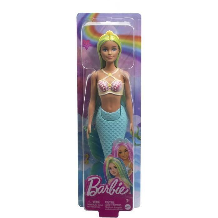 Muñeca barbie sirena con cola rígida. con diadema,corpiño de conchas y cola de colores - modelos surtidos 3