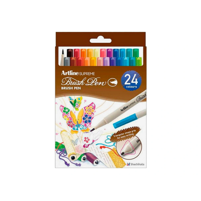 Artline Rotulador Supreme Brush Punta Pincel Base Agua Trazo Fino Bolsa 24 Unidades Colores Surtidos 2