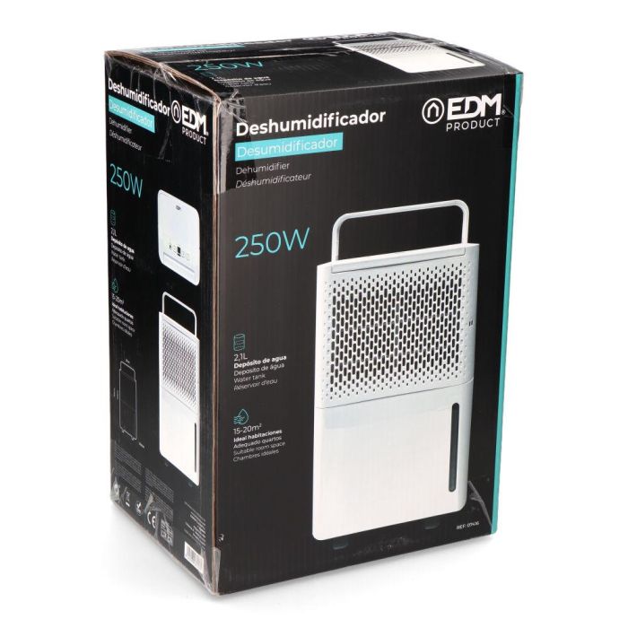 Edm Deshumidificador Blanco 250W 12L/Día Depósito 2.1L 27x20.5x50cm 3