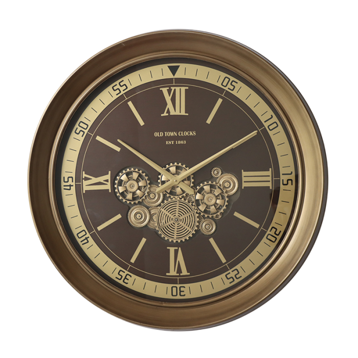 DKD Home Decor Reloj de Pared Glam de Hierro y Cristal Dorado y Granate 100x100 cm