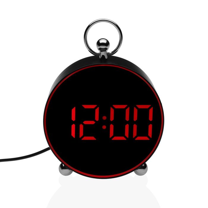 Reloj Despertador Digital Negro Luz Roja Versa 4X13CM (2 Unidades) Reloj Despertador Digital Negro Luz Roja Versa 4X13CM (2 Unidades)