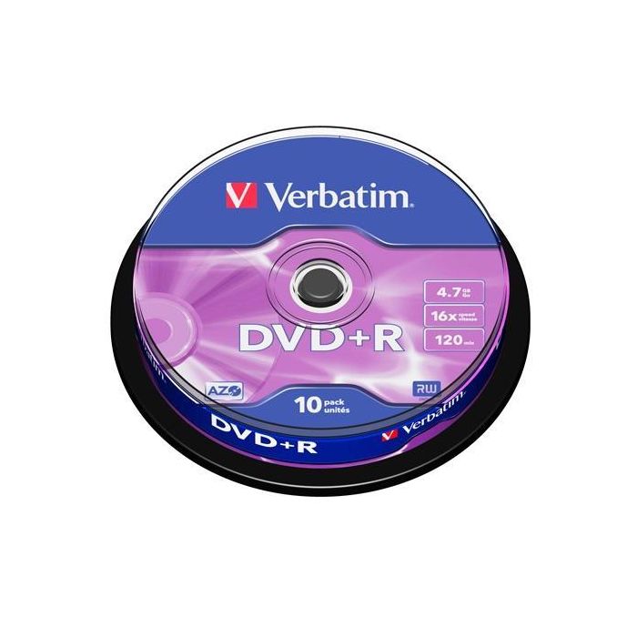 Verbatim Dvd+R, 4.7 grb, 16X, 10 Pack Spindle, Superficie Matt Silver Verbatim Dvd+R, 4.7 grb, 16X, 10 Pack Spindle, Superficie Matt Silver