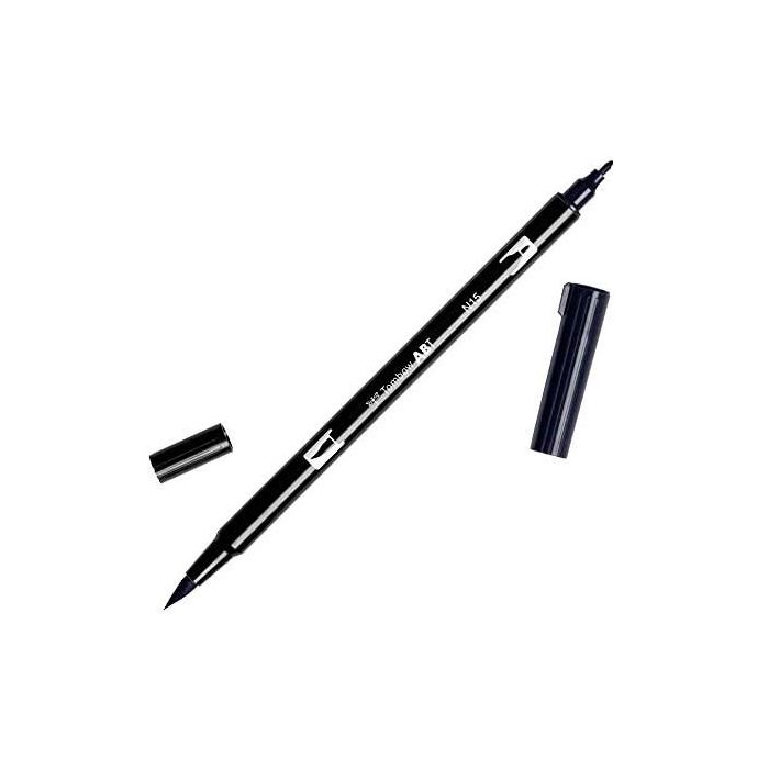 Tombow Rotulador Abt Dual Brush Acuarelable Doble Punta Fina-Pincel Negro Estuche 6 Ud