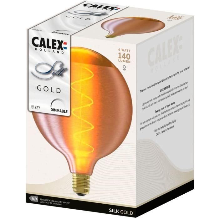 Bombilla Filamento Espiral Silk Globe G125 Oro 220-240V 4W 140lm 1800K E27 intensidad variable 2 Bombilla Filamento Espiral Silk Globe G125 Oro 220-240V 4W 140lm 1800K E27 intensidad variable 2