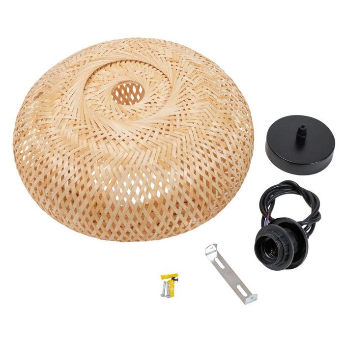 Lámpara Colgante Shahin Shahr SKD-P80122 de Ratán Natural Estilo Boho-Chic para Iluminación Ambiente Cálido con Casquillo E27 3