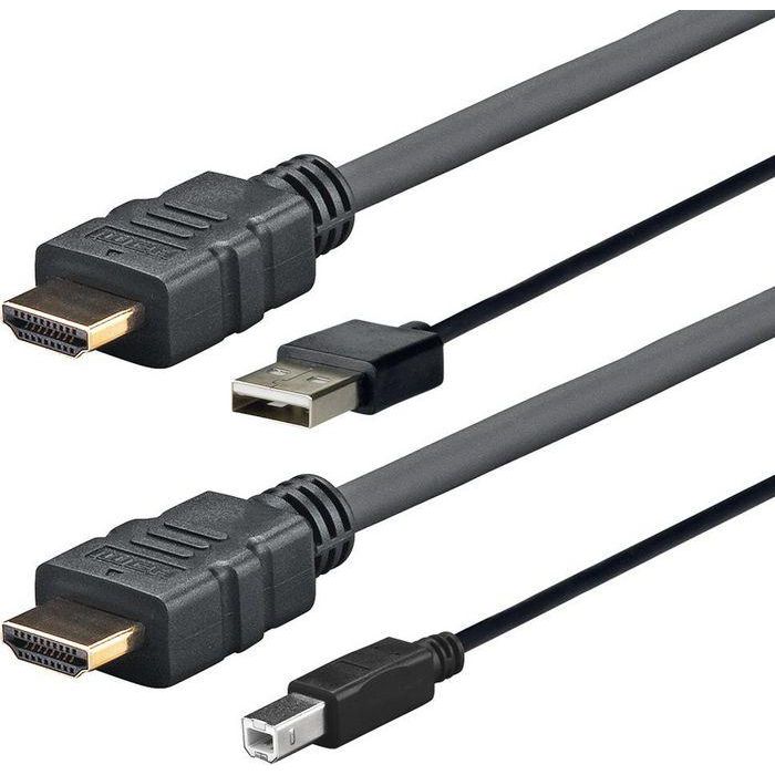 Vivolink Cable HDMI+USB A-B 5m Negro Ultra Flexible Todo en Uno para Conectar Pantalla Táctil a Portátil con Amplificador