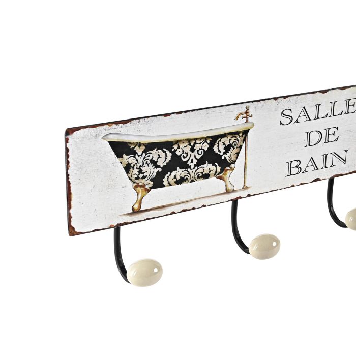 DKD Home Decor Perchero de Pared Tradicional de Metal Negro y Blanco con 3 Colgadores, 37 cm Ancho, Pack de 4 Unidades para Baño 1 DKD Home Decor Perchero de Pared Tradicional de Metal Negro y Blanco con 3 Colgadores, 37 cm Ancho, Pack de 4 Unidades para Baño 1