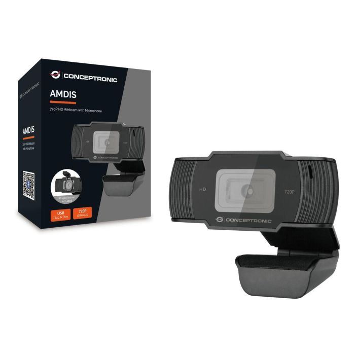 CONCEPTRONIC WEBCAM HD AMDIS05 1080P INTERPOLADO USB 3.6MM 30 FPS ANGULO VISION 68º MICROFONO INTEGRADO 1