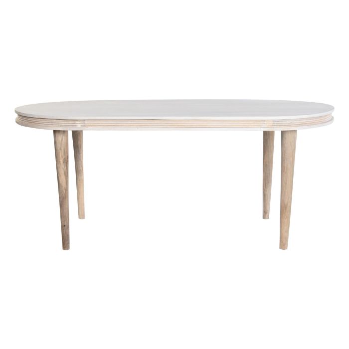 Mesa de Comedor DKD Home Decor Blanco Dorado Latón Madera de mango 180 x 90 x 76 cm 4