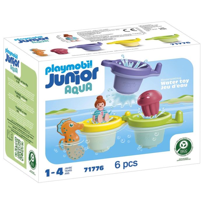 PLAYMOBIL 71776 Vasos Flotantes Junior Aqua para Baño Bebés +12 meses con Ducha y Lluvia Apilables