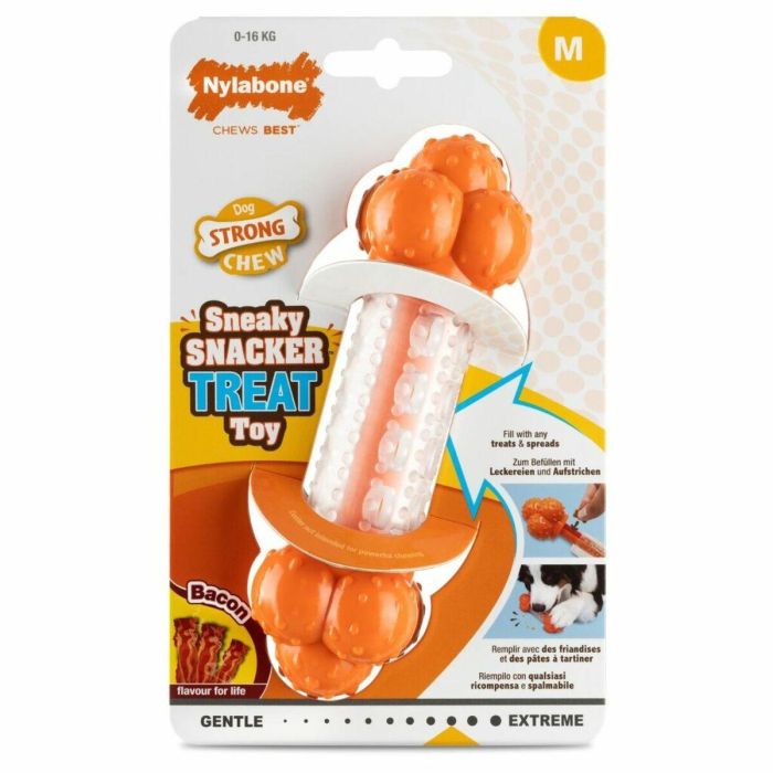 Mordedor de perro Nylabone Naranja Bacon Artificial M 1