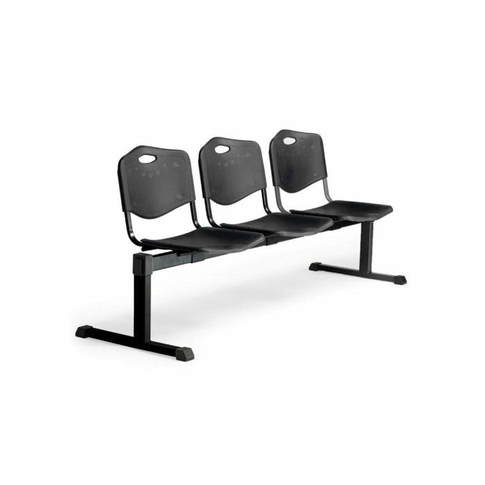 Piqueras y Crespo Bancada Iso 3 Plazas con Asiento y Respaldo de PVC Negro - Estructura de Hierro Piqueras y Crespo Bancada Iso 3 Plazas con Asiento y Respaldo de PVC Negro - Estructura de Hierro
