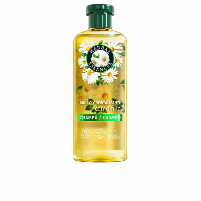 Herbal Essences Champú Camomila brillo y revitalizante con Pasiflora y Sábila para cabello luminoso 350 ml