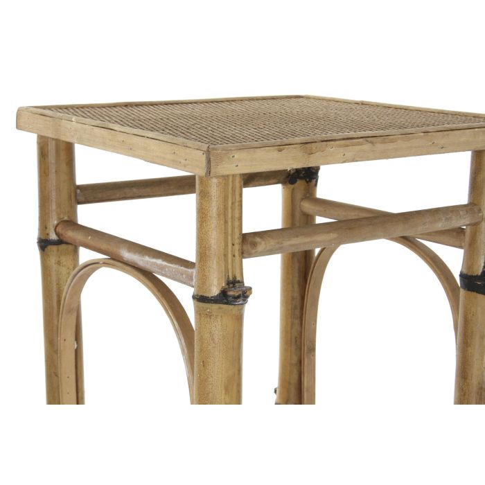 DKD Home Decor Mesita Auxiliar de Ratan Natural Estilo Balines, 36x85x36 cm, con Estante 3 DKD Home Decor Mesita Auxiliar de Ratan Natural Estilo Balines, 36x85x36 cm, con Estante 3