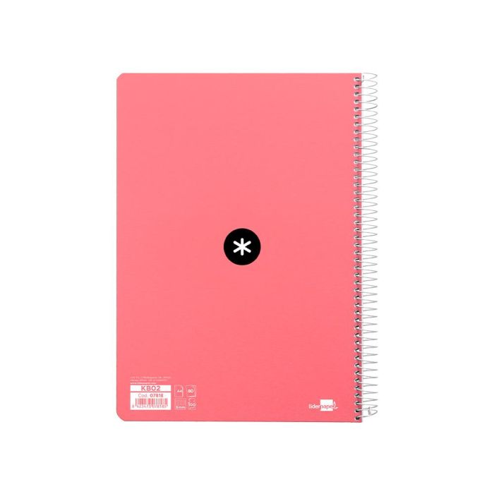 Cuaderno Espiral Liderpapel A4 Micro Antartik Tapa Dura 80 H 100 gr Cuadro 5 mm Sin Bandas 4 Taladros Color Coral 8