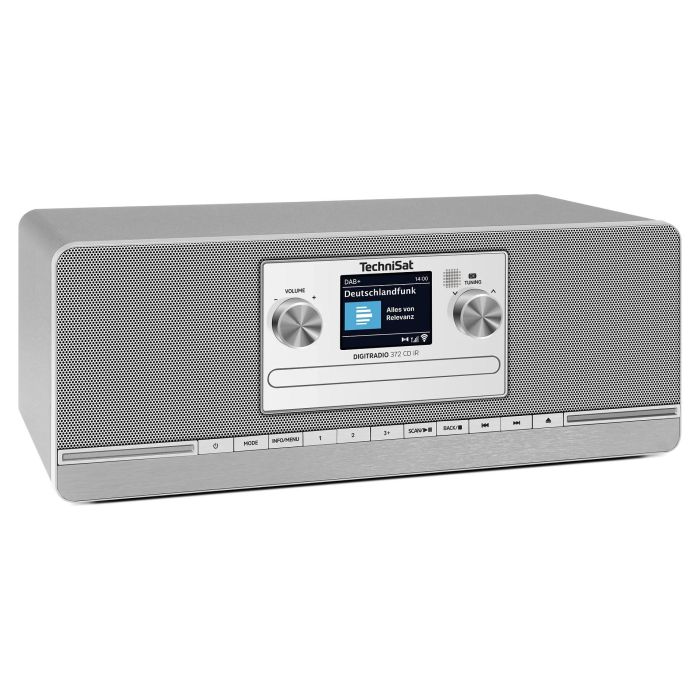 TechniSat DigitRadio 372 CD IR - Radio Internet con CD, DAB+, FM, Bluetooth 5.0, WiFi, Pantalla TFT 2.4", Altavoces Estéreo, Plata