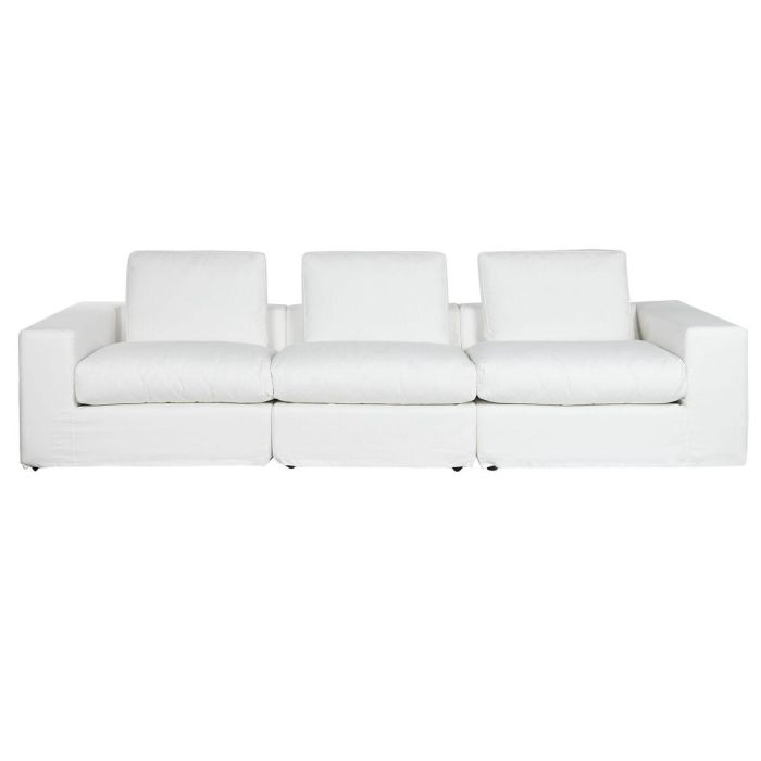 DKD Home Decor Sofá Moderno Blanco de Poliéster y Pluma Desenfundable Desmontable 286 cm Ancho, 95.5 cm Profundidad, 57 cm Alto 1
