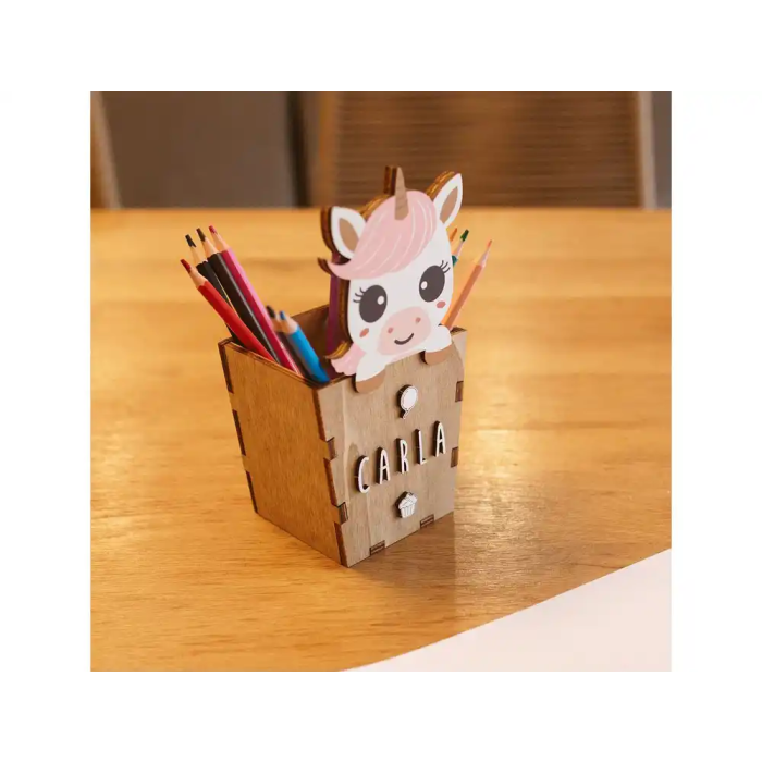 Wondee Cubilete Portalapices Personalizable Unicornio Madera Infantil 10x19cm 2
