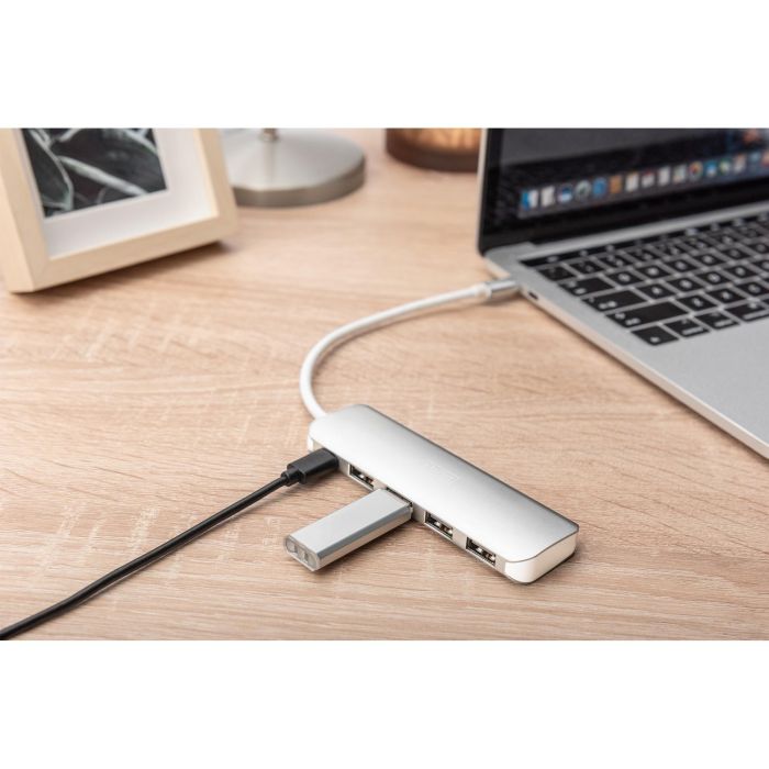 DIGITUS USB-C-Hub 4-Port 3.0->4xA3.0 1xC-PD intgr.Kabel wei 2