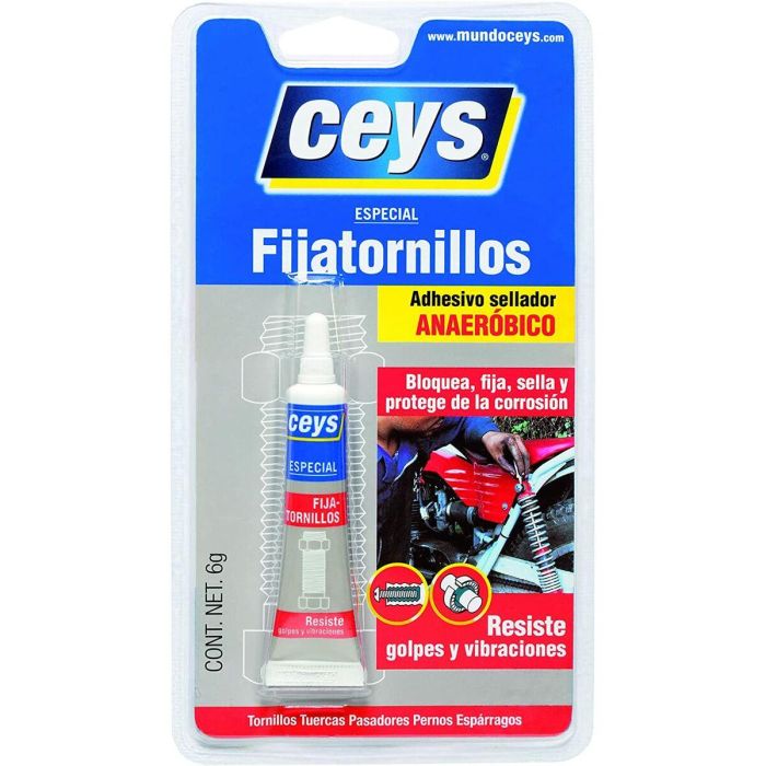 Ceys Adhesivo Fijatornillos Especial 6g para Tornillos, Tuercas, Pasadores, Pernos y Espárragos