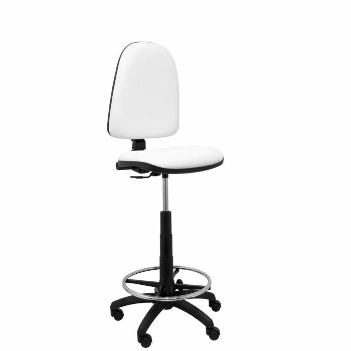 Piqueras y Crespo Taburete Ayna S-Brazos Regulable En Altura, Aro Reposapiés, Tapizado Símilpiel Blanco - Modelo T04 Piqueras y Crespo Taburete Ayna S-Brazos Regulable En Altura, Aro Reposapiés, Tapizado Símilpiel Blanco - Modelo T04