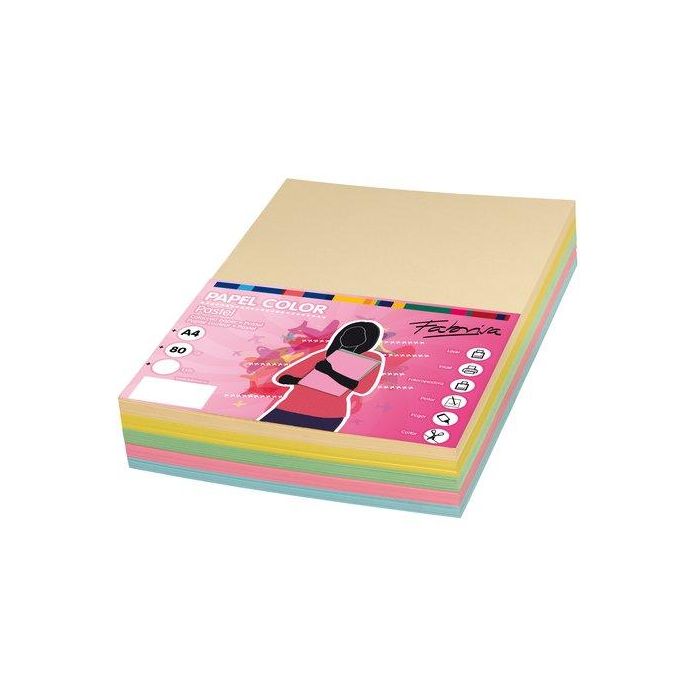 Fabrisa Papel Din A4 80 gr Inkjet-Láser Paquete 100H 10 Colores Pastel