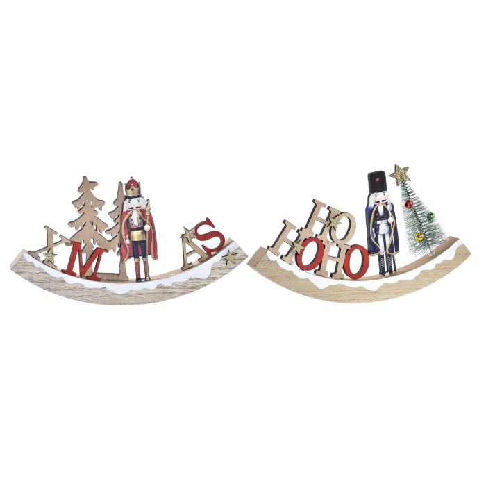 DKD Home Decor Figura Navidad Cascanueces Tradicional Madera Natural Rojo Verde 2x12x21 cm (12 Unidades)