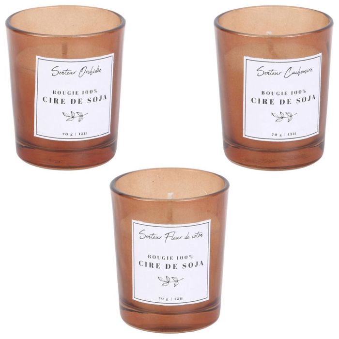 Home Deco Factory Vela Cera Soja Aromas Surtidos Flor de Algodón Orquídea Cachemire Diámetro 5,5 cm Altura 6,5 cm 2