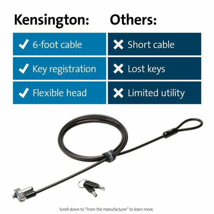 Kensington Bloqueo Antirrobo para Portátil Slim N17 2.0 con Cable, para Ranuras en Forma de Cuña 2