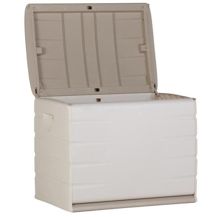Plastiken Arcón 190L con ruedas Beige - Resina para exterior/interior - Caja de almacenamiento funcional