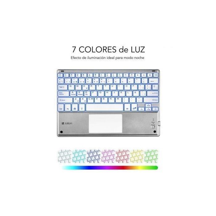 SUBBLIM Teclado Smart Backlit BT Keyboard Touchpad Silver 4