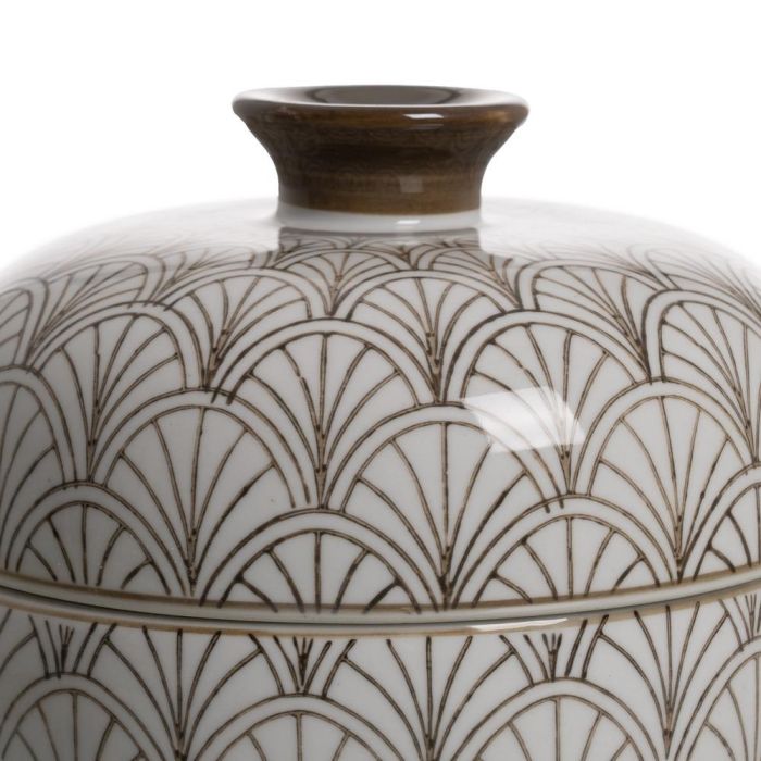 Caja Blanco-Marrón Porcelana Decoración 18 X 18 X 19 cm