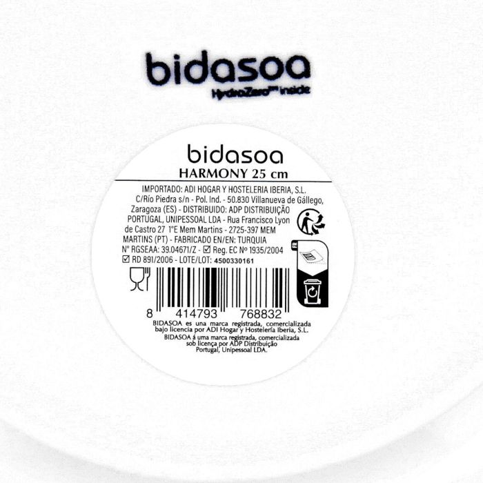 Plato Llano Porcelana Harmony Hydrozero Bidasoa 25 cm (6 Unidades) 5